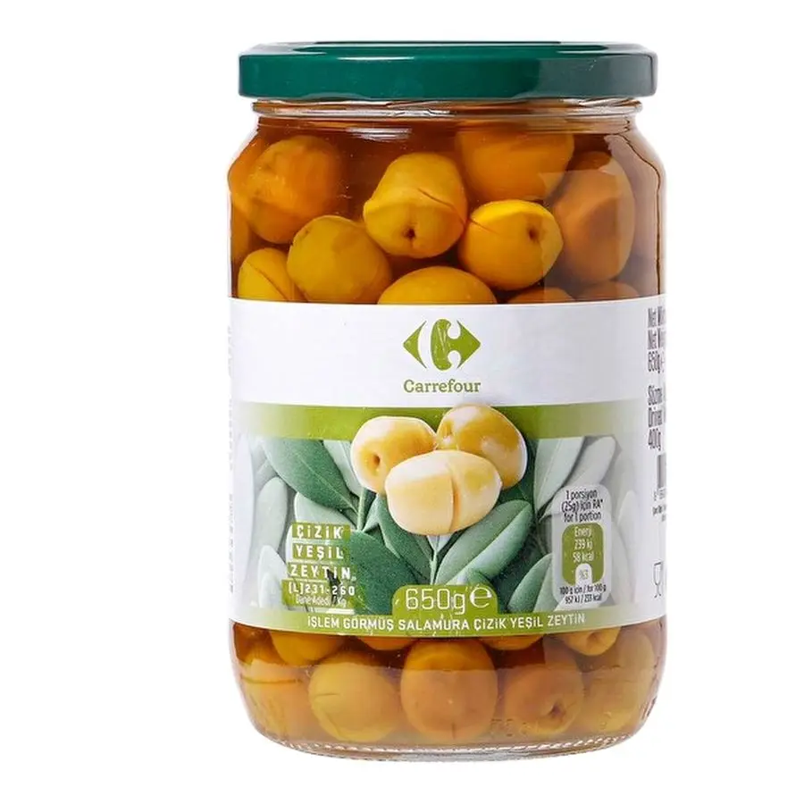 Carrefour Çizik Yeşil Zeytin 231-260 L Boy 400 g