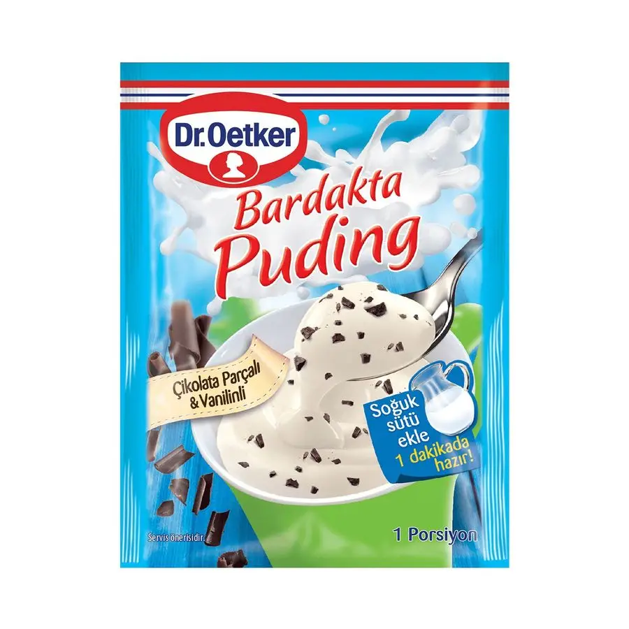 Dr. Oetker Bardakta Puding Çikolata Parçalı & Vanilin 34 g