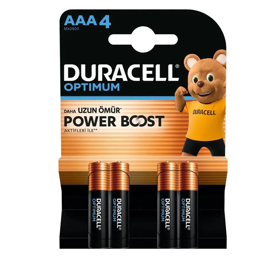 Duracell Optimum İnce Kalem Pil 4'lü AAA