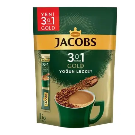 Jacobs 3'ü 1 Arada Gold Kahve Yoğun Lezzet 10 x 18 g
