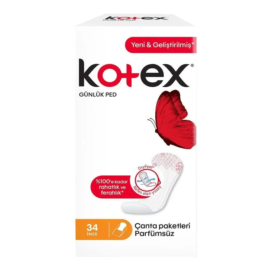 Kotex İnce Günlük Ped Parfümsüz 34'lü