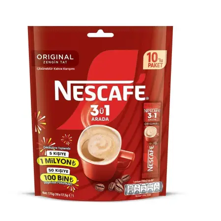 Nescafe 3'ü 1 Arada Original Çözünebilir Kahve 10 x 17.5 g